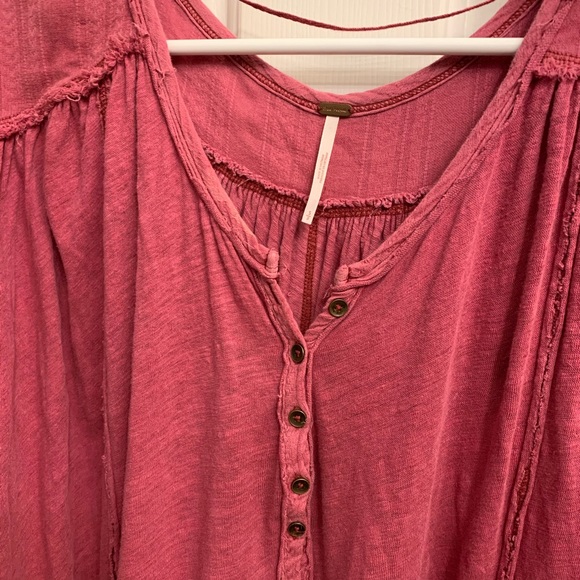 Free People Pink Aster Henley Top - Picture 4 of 8